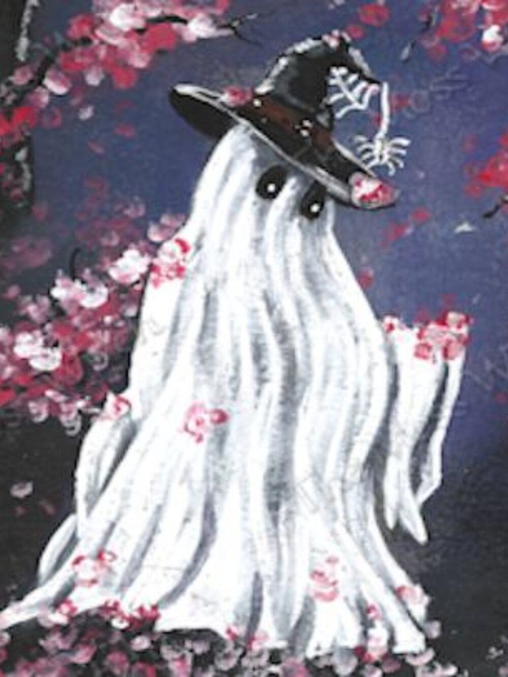 8x10 Fine Art Print, Witch Ghost Under Cherry Blossom Trees Haunted Painting, Sp - Picture 5 of 8